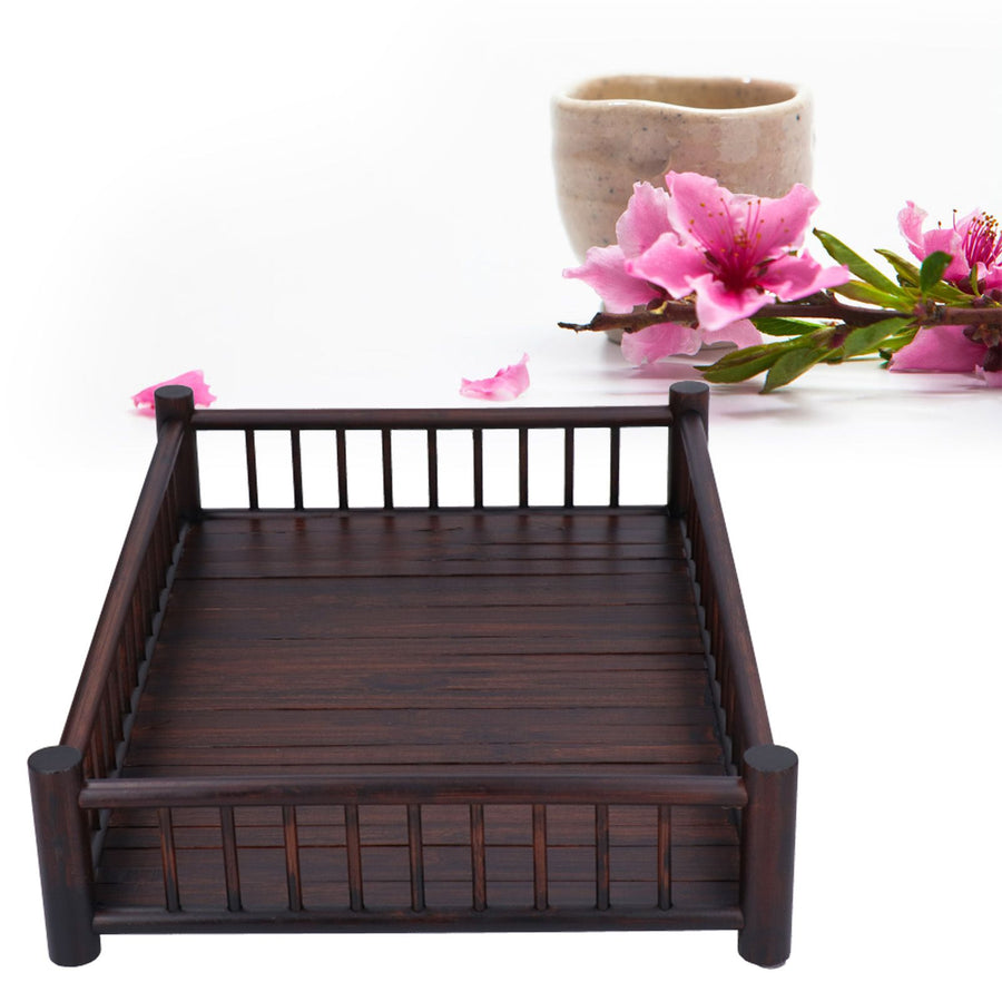 Rectangular Bamboo Kung Fu Tea Tray Saucer Accessories Coffee Food Storage Container Chinese DecorationDark Brown