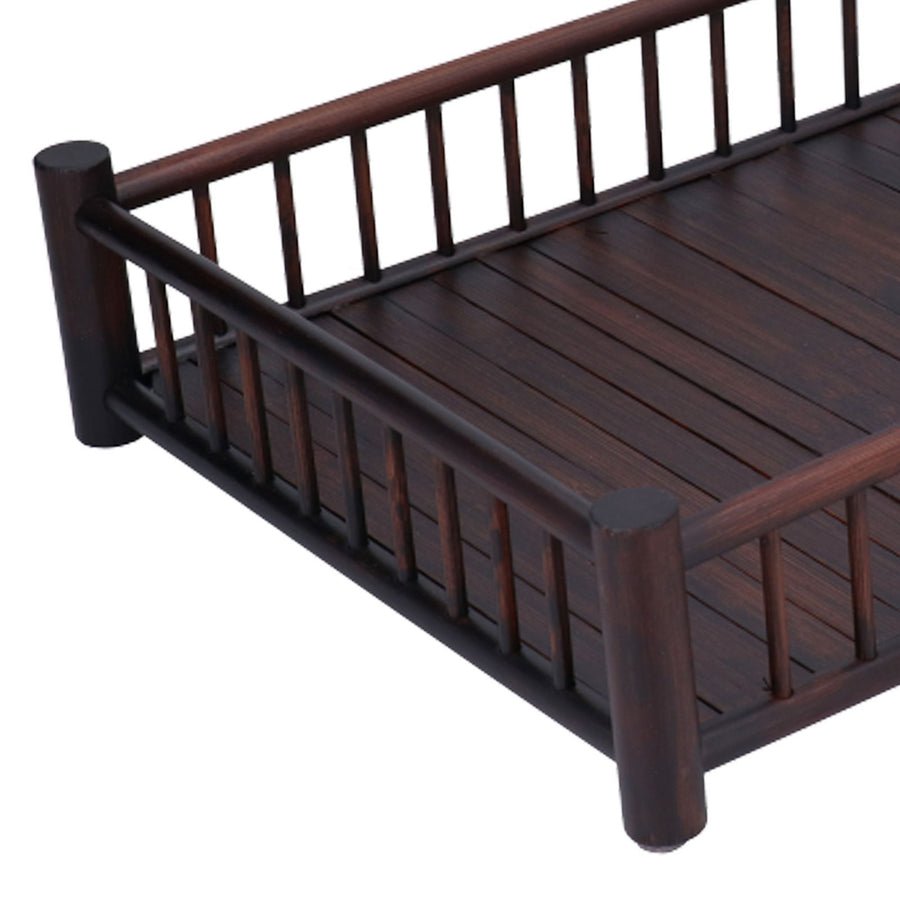 Rectangular Bamboo Kung Fu Tea Tray Saucer Accessories Coffee Food Storage Container Chinese DecorationDark Brown