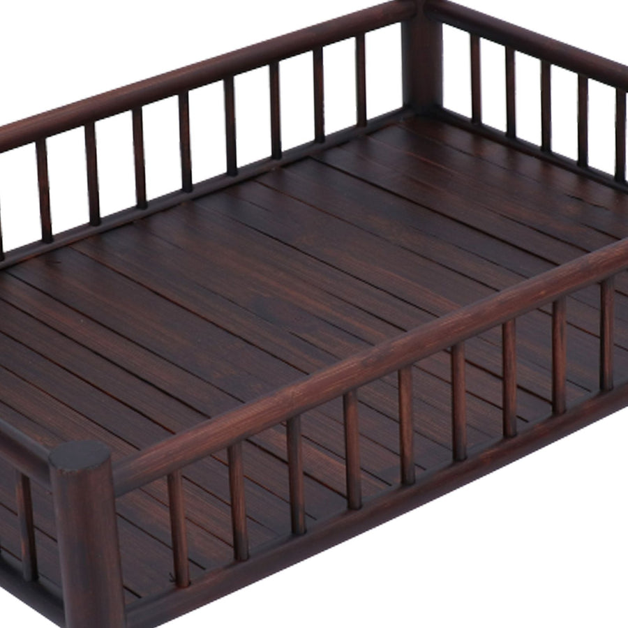 Rectangular Bamboo Kung Fu Tea Tray Saucer Accessories Coffee Food Storage Container Chinese DecorationDark Brown