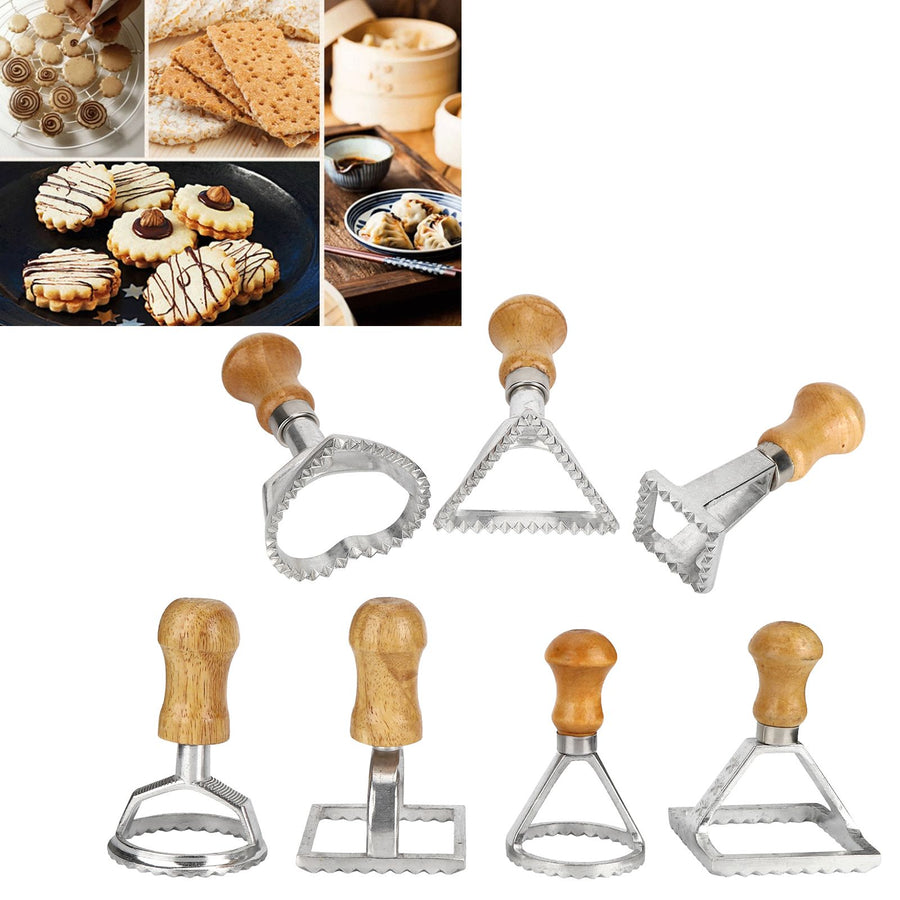 7PCS/Set Dumplings Molds DIY Cookies Cakes Pastry Pasta Stamp Press Cutter Maker Kitchen Attachment