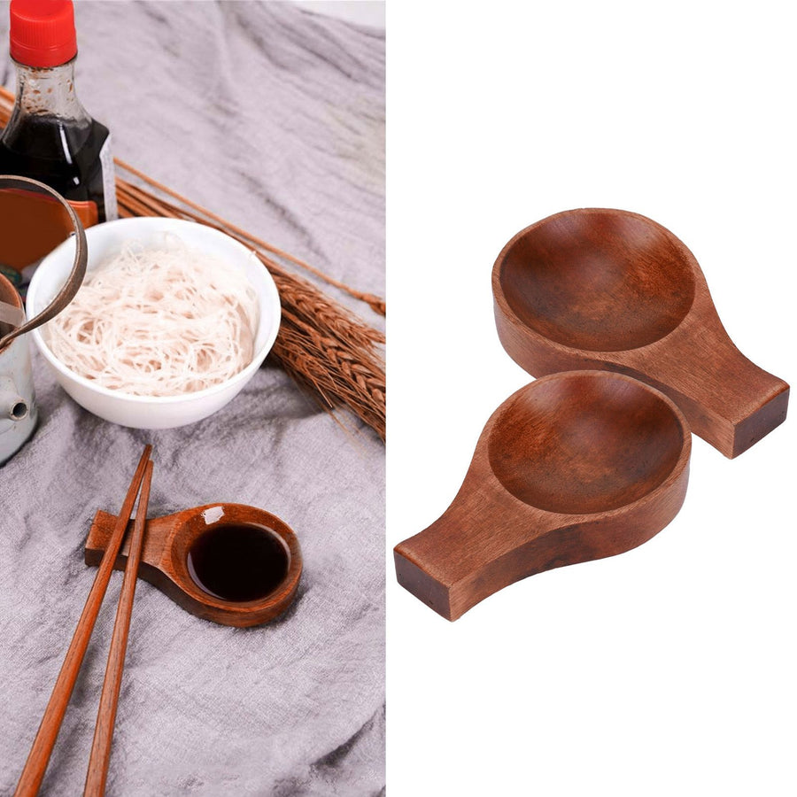 5Pcs Japanese Style Wooden Soy Sauce Seasoning Dish Flavor Spices Plate Tableware Kitchen Tool
