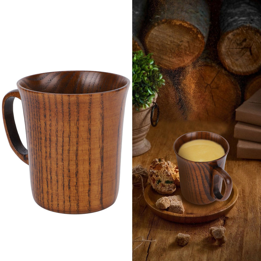 Wooden Water Cup Coffee Mugs with Handle Breakfast Milk Drinking Supplies Home Decoration