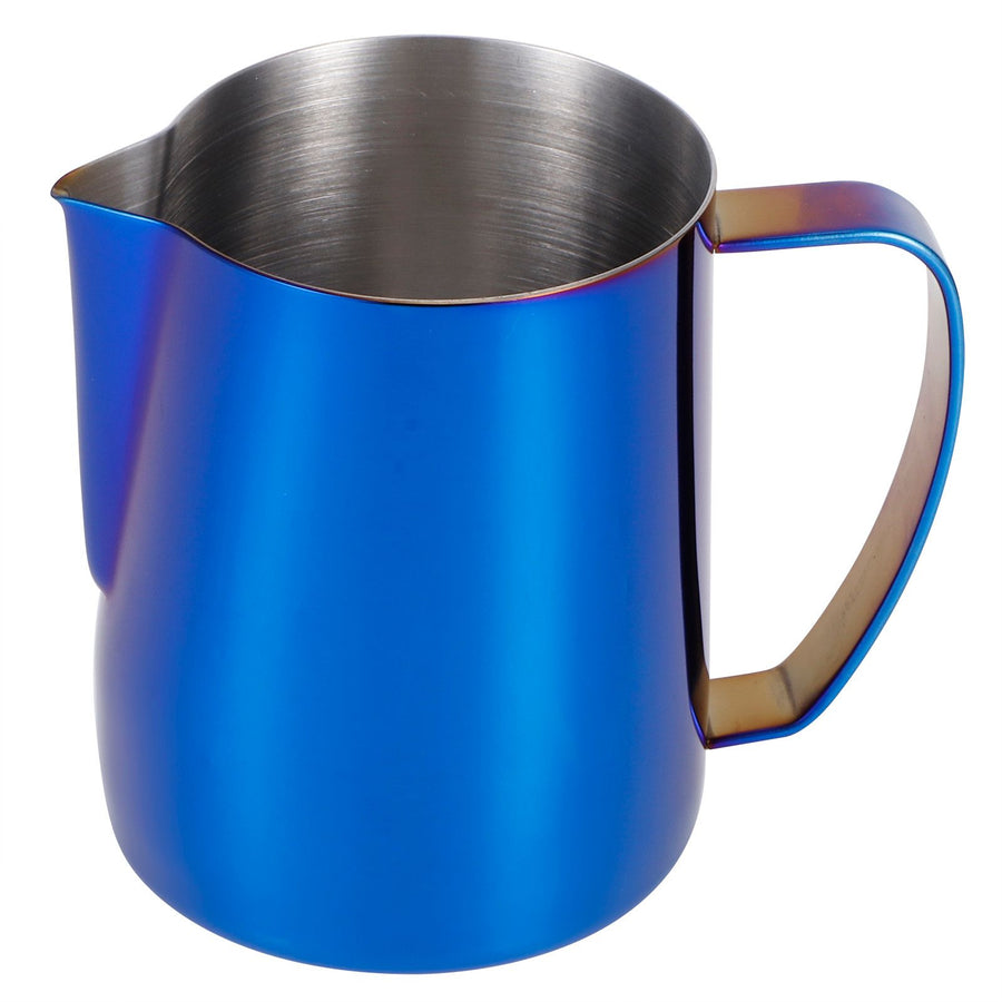 Japanese Style Stainless Steel Colorful Coffee Jug Milk Frothing Cup Latte Art PitcherColorful Blue 600ml