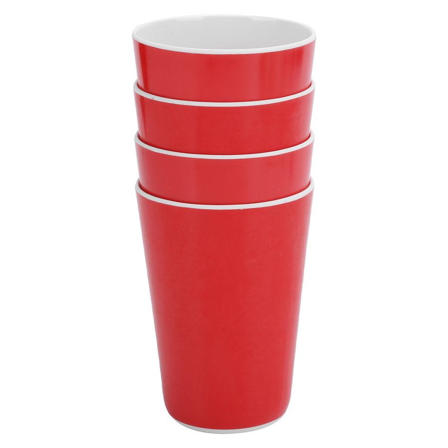 4PCS Imitation Ceramic Water Cup Drinking Mug for Office Home Bar Restaurant SuppliesRed