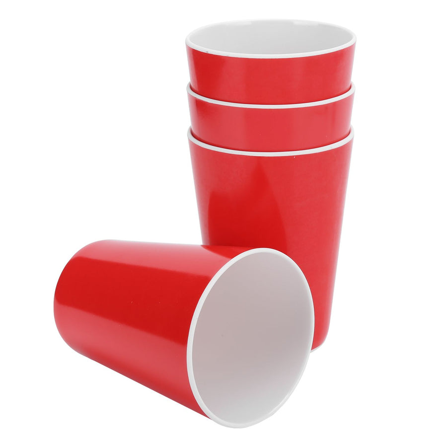4PCS Imitation Ceramic Water Cup Drinking Mug for Office Home Bar Restaurant SuppliesRed