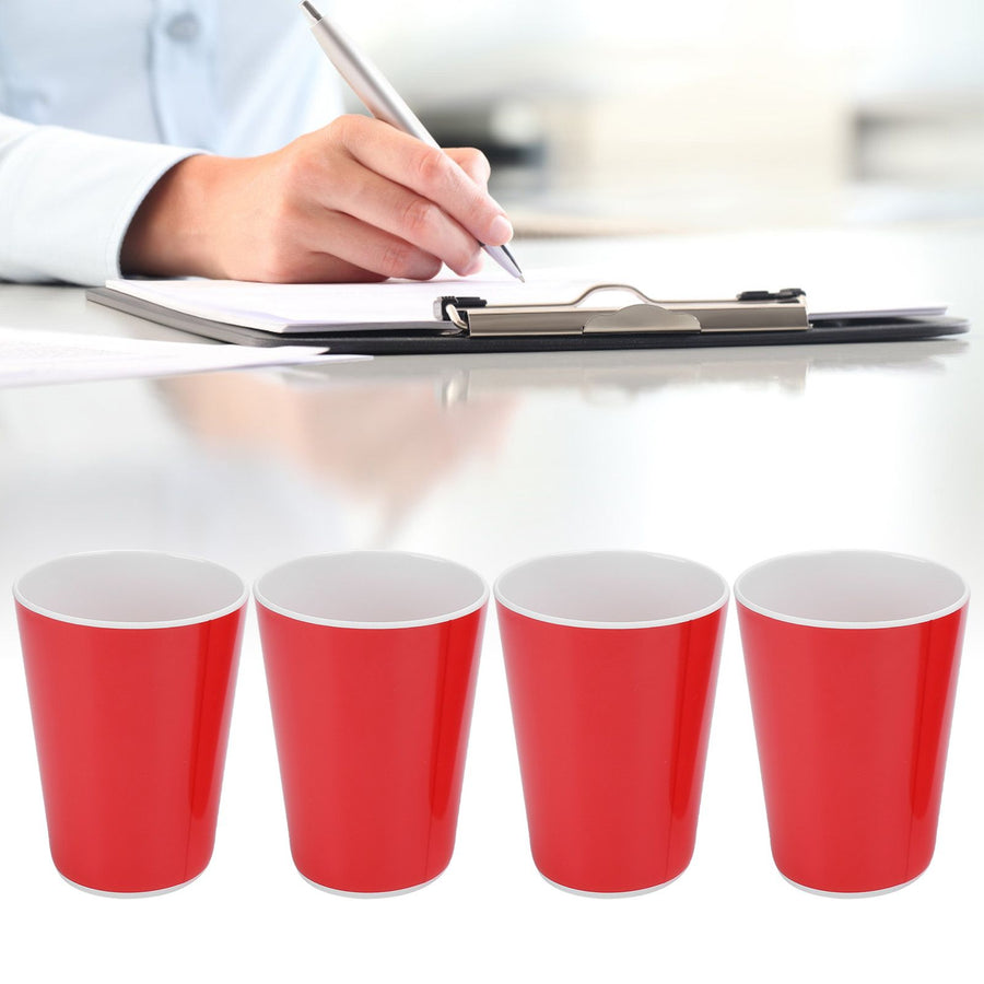 4PCS Imitation Ceramic Water Cup Drinking Mug for Office Home Bar Restaurant SuppliesRed