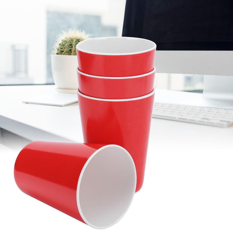 4PCS Imitation Ceramic Water Cup Drinking Mug for Office Home Bar Restaurant SuppliesRed