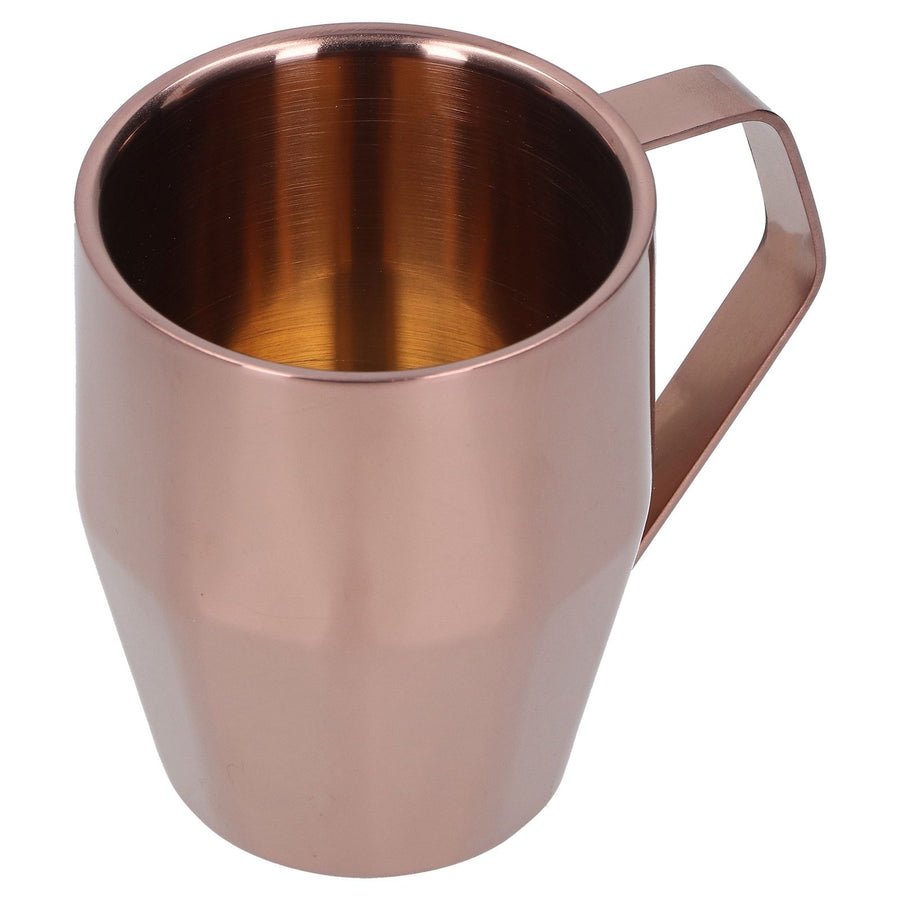 Mug Cup 304 Stainless Steel Double Layer Diamond Surface European Coffee Water Cup with HandleRose Gold
