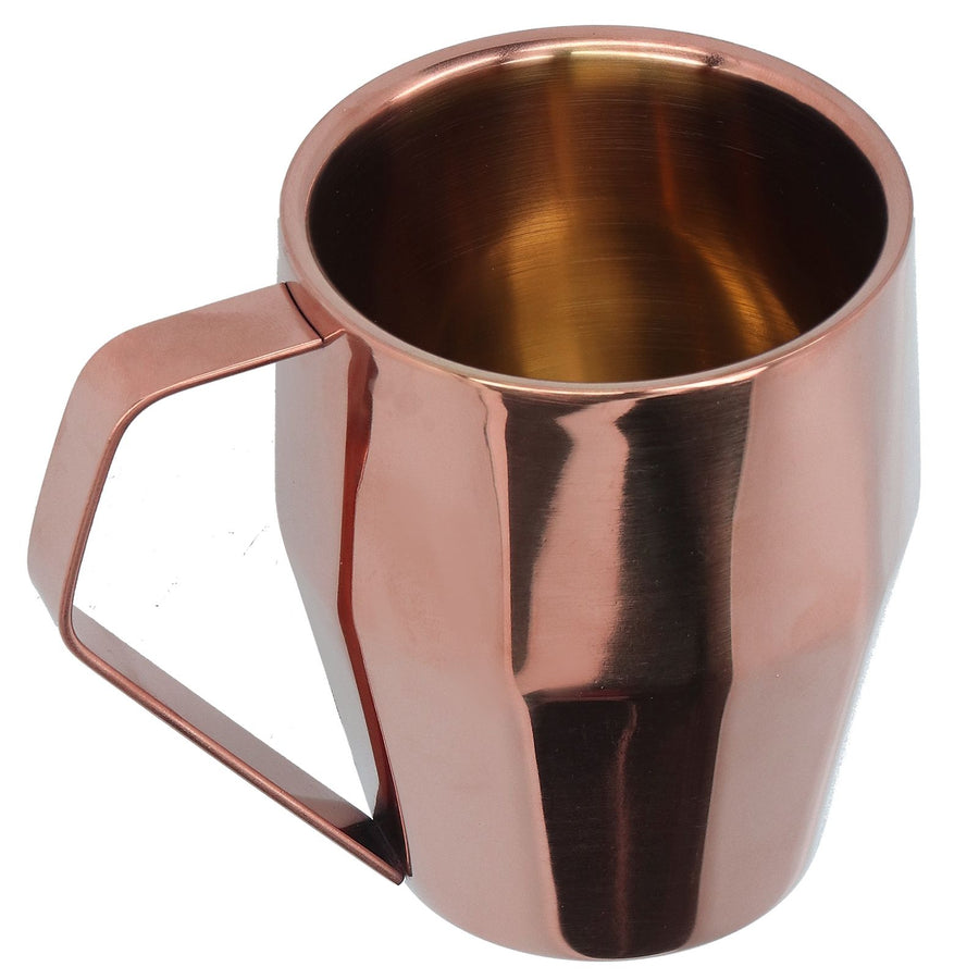 Mug Cup 304 Stainless Steel Double Layer Diamond Surface European Coffee Water Cup with HandleRose Gold