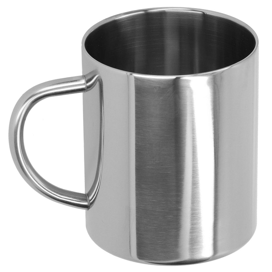 Mug Cup 304 Stainless Steel Double Layer Anti Scald Coffee Tea Water Cup with Handle 400ml(Silver )