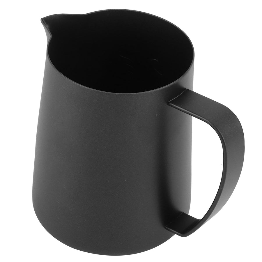 Coffee Latte Cup Black Matte 304 Stainless Steel Milk Frothing Cup Coffee Art Making AccessoriesSwan Pattern 400ml