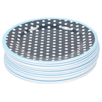 12PCS Salad Plate HighGrade Imitation Porcelain Dinnerware Tableware for Home Use(Dark Blue Dot )
