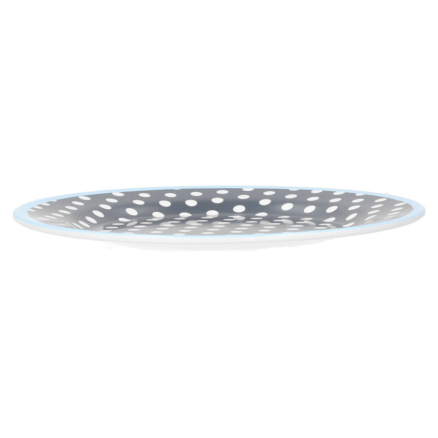 12PCS Salad Plate HighGrade Imitation Porcelain Dinnerware Tableware for Home Use(Dark Blue Dot )