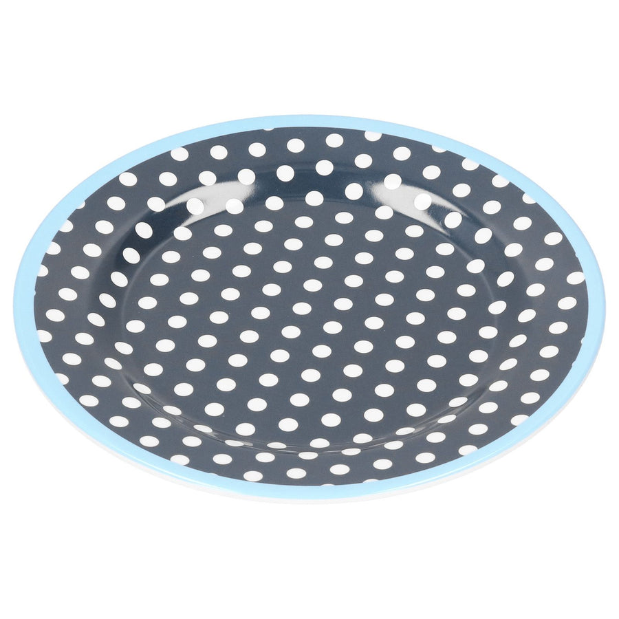 12PCS Salad Plate HighGrade Imitation Porcelain Dinnerware Tableware for Home Use(Dark Blue Dot )