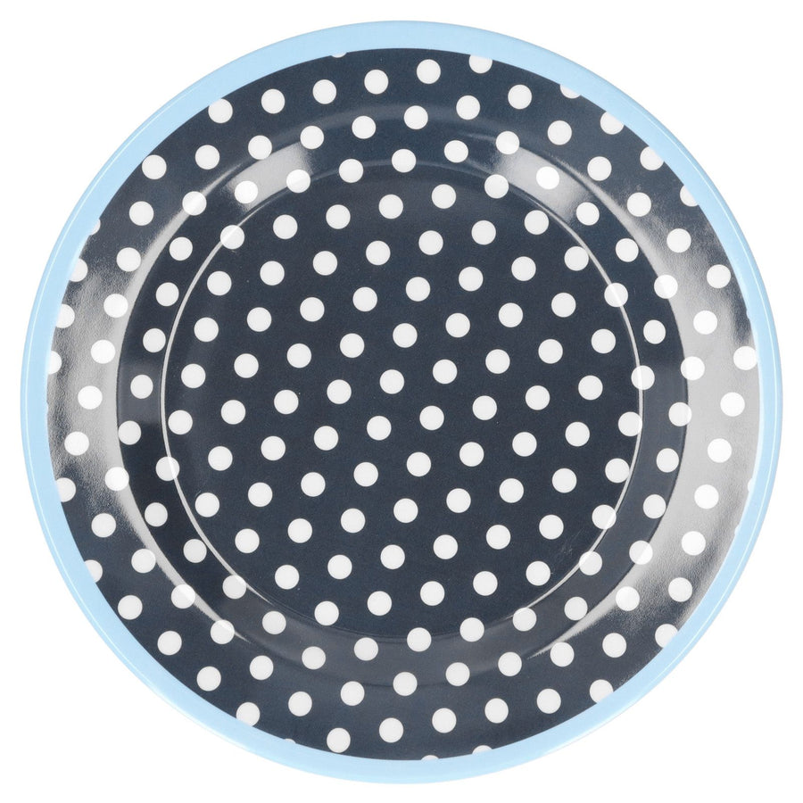 12PCS Salad Plate HighGrade Imitation Porcelain Dinnerware Tableware for Home Use(Dark Blue Dot )