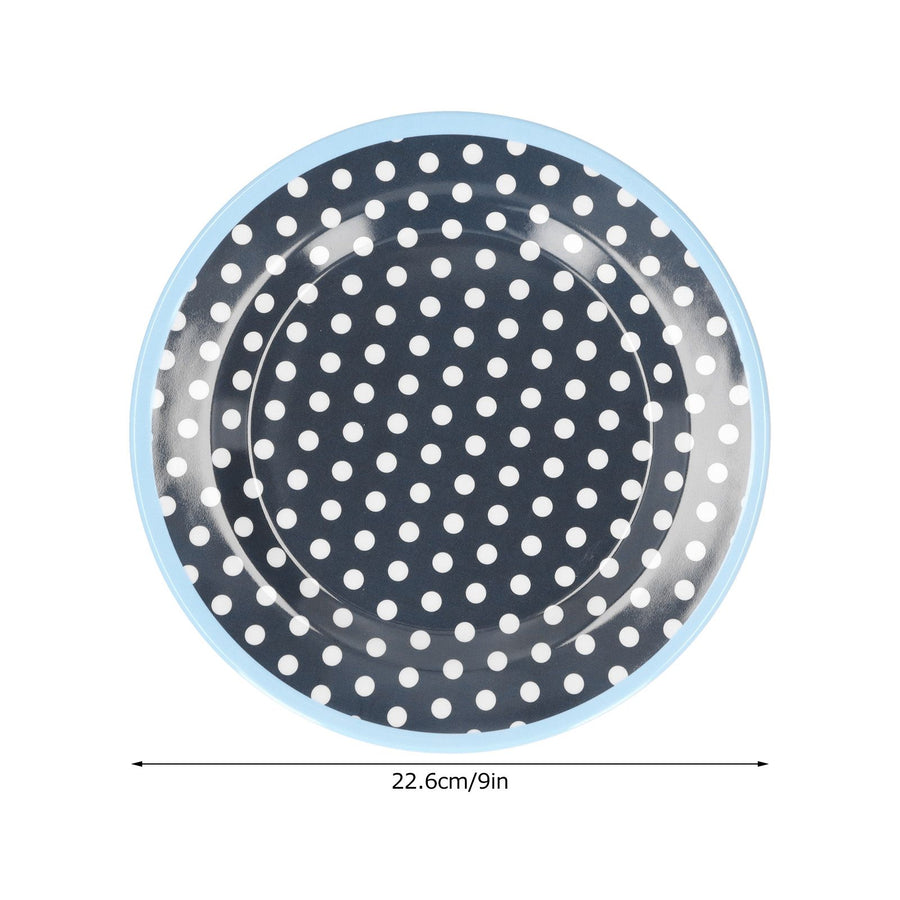 12PCS Salad Plate HighGrade Imitation Porcelain Dinnerware Tableware for Home Use(Dark Blue Dot )
