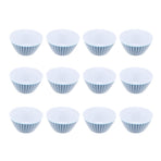 12PCS 6in Salad Bowls Food Serving Bowls Imitation Porcelain Dinnerwar TablewareDark Blue Grid