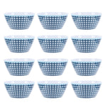 12PCS 6in Salad Bowls Food Serving Bowls Imitation Porcelain Dinnerwar TablewareDark Blue Grid