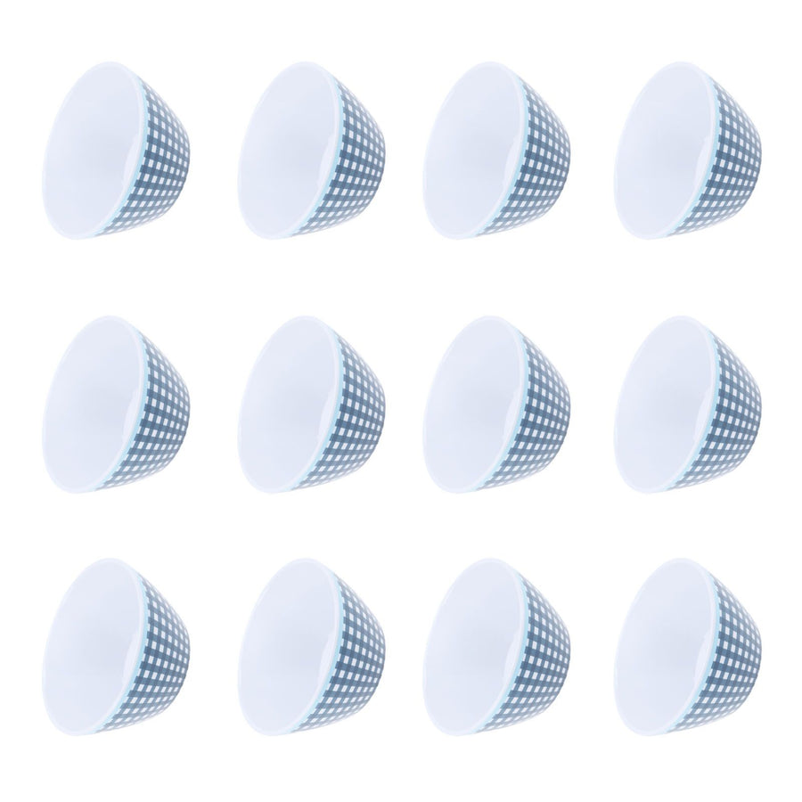 12PCS 6in Salad Bowls Food Serving Bowls Imitation Porcelain Dinnerwar TablewareDark Blue Grid
