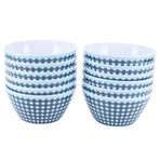 12PCS 6in Salad Bowls Food Serving Bowls Imitation Porcelain Dinnerwar TablewareDark Blue Grid
