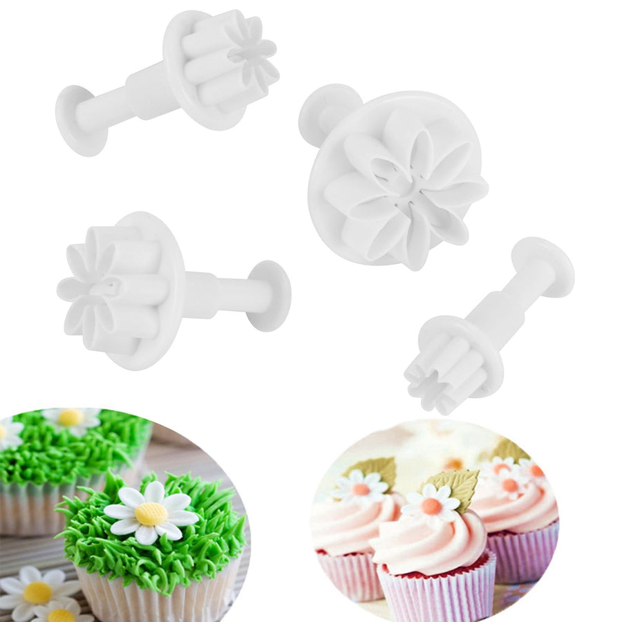 4Pcs Cake Decorating Molds Flower Pattern Fondant Cutter Mold DIY Baking Utensils