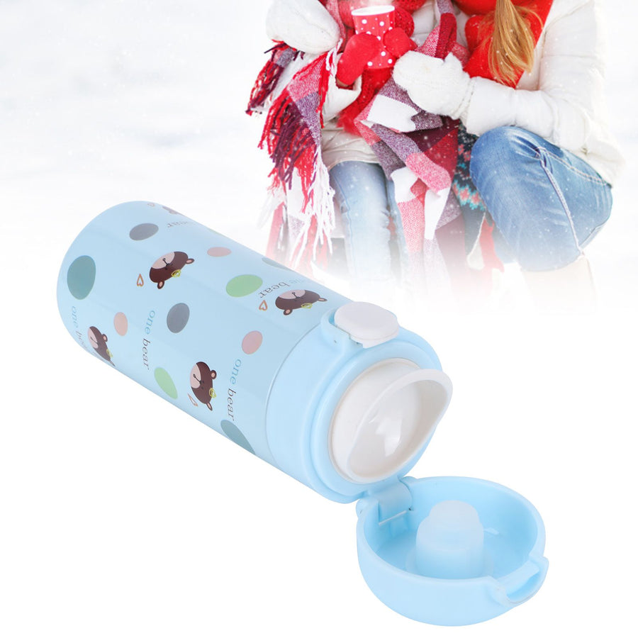 Cartoon Animal Water Cup 304 Stainless Steel Originality Bounce Button Mug for FemaleBlue 350‑500ml