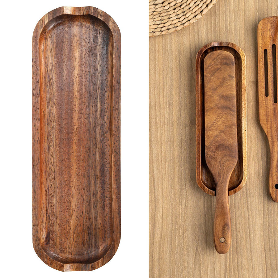 Teak Spatula Shovel Storage Tray Food Grade Cooking Shovel Holder Base for Kitchen