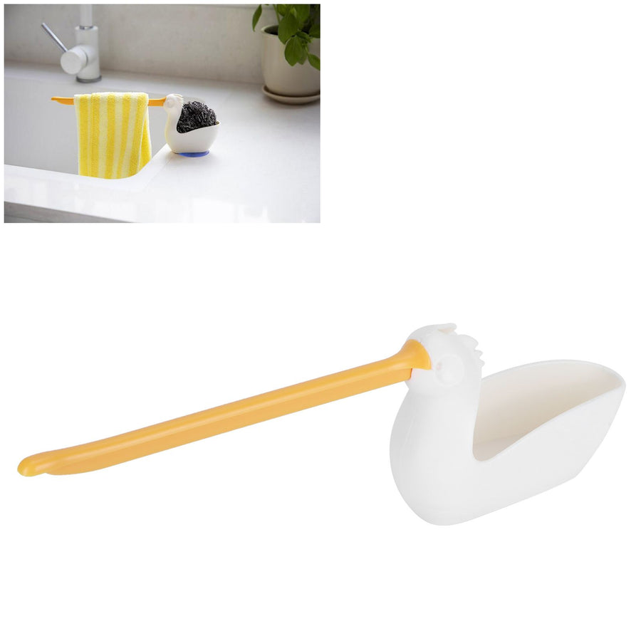 Dish Cloth Sponge Holder Multifunction Towel Rack Rag Hanger with Suction Cup Kitchen AccessoryWhite