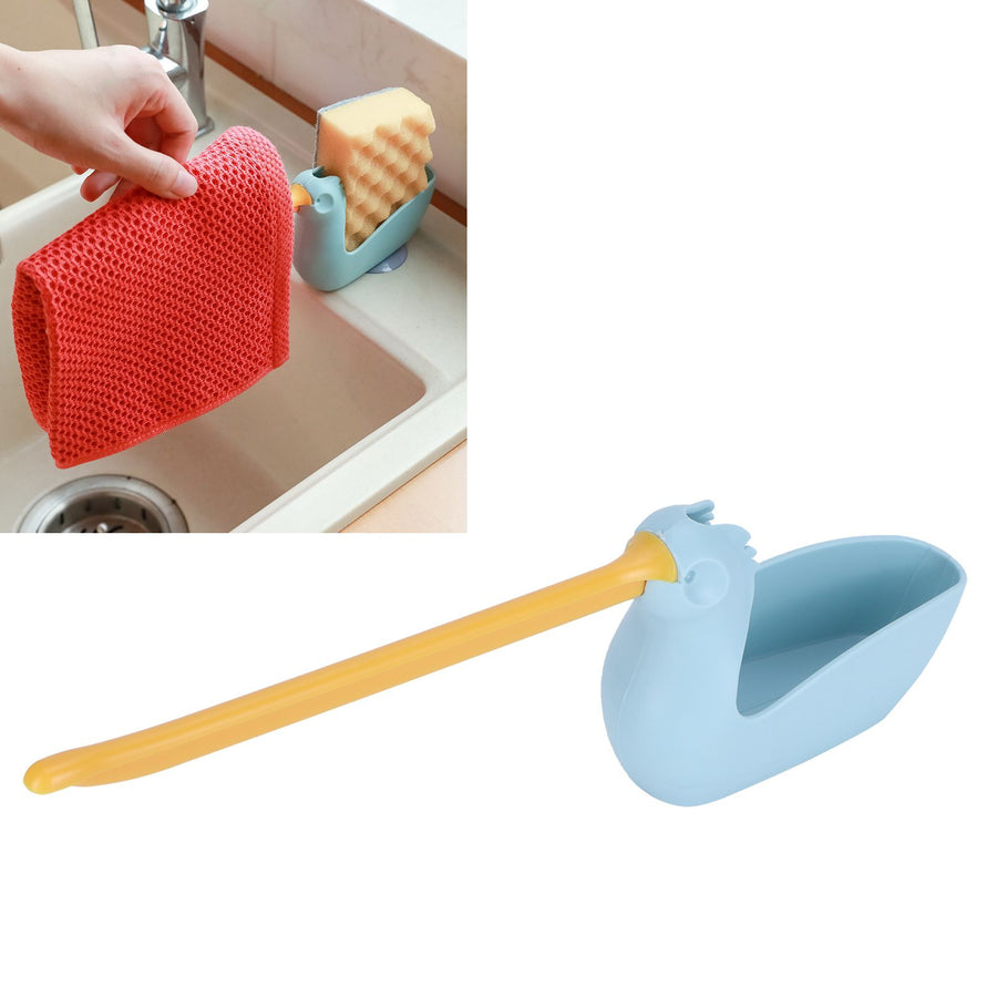 Dish Cloth Sponge Holder Multifunction Towel Rack Rag Hanger with Suction Cup Kitchen AccessoryLight Blue