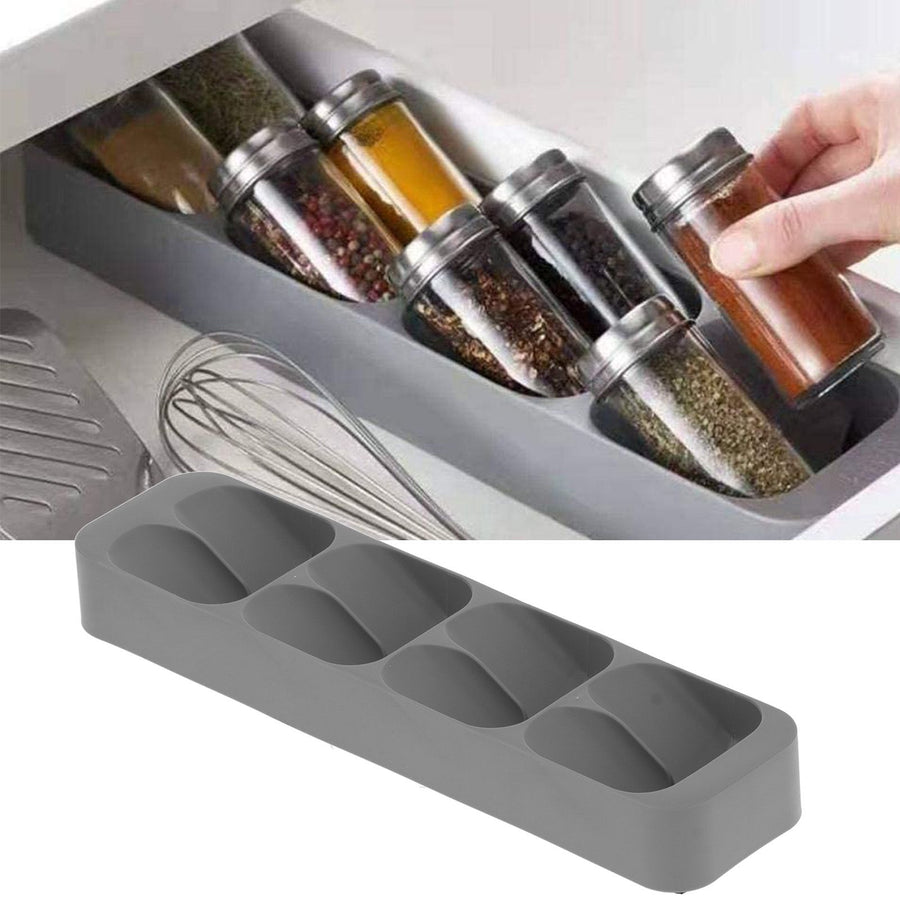 Grey Kitchen Spice Bottle Rack Kitchen Storage Holder Seasoning Jar Storage Shelf for Home