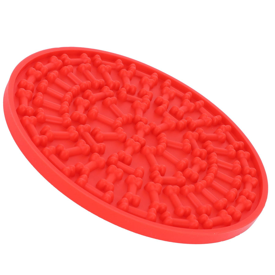 Dog Feeding Pad Silicone Dog Feeding Mat with Suction Cup Pet Supplies for Bathing GroomingRed