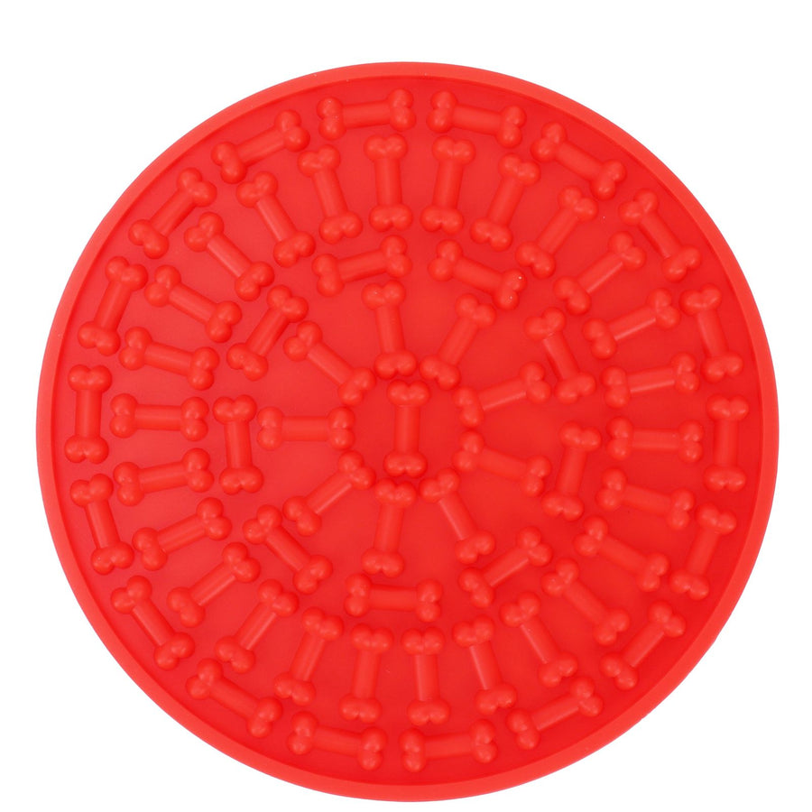 Dog Feeding Pad Silicone Dog Feeding Mat with Suction Cup Pet Supplies for Bathing GroomingRed