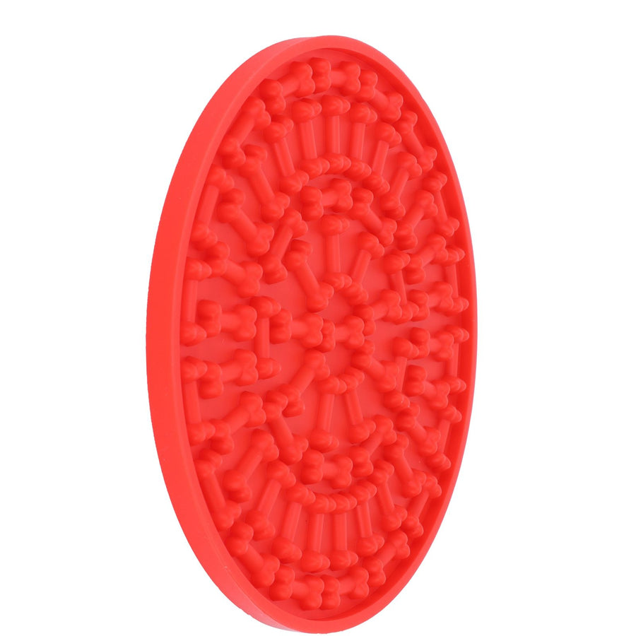 Dog Feeding Pad Silicone Dog Feeding Mat with Suction Cup Pet Supplies for Bathing GroomingRed