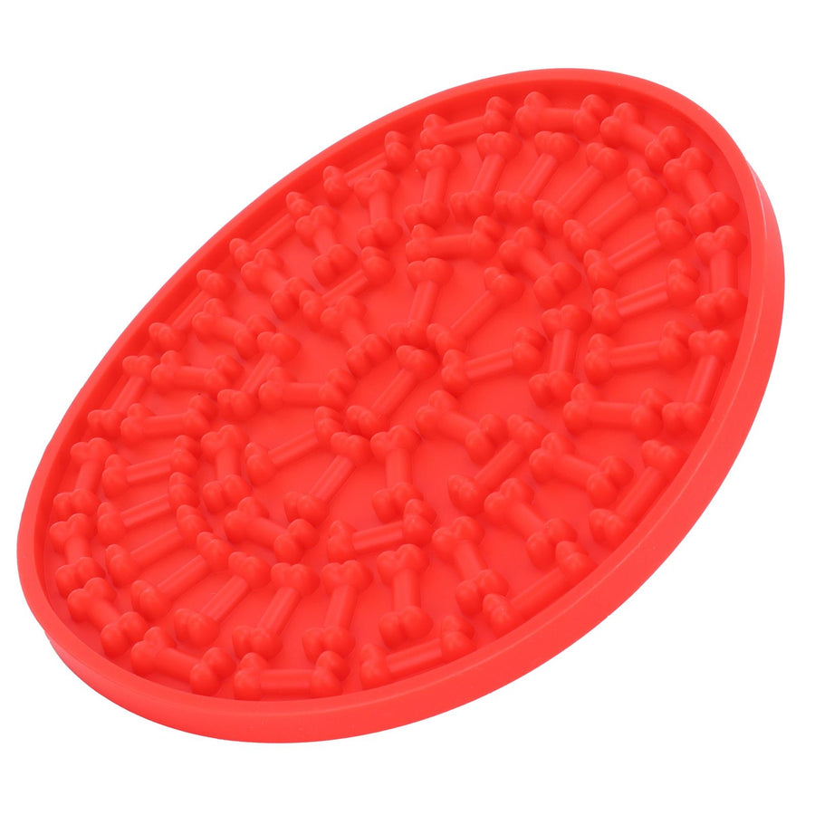 Dog Feeding Pad Silicone Dog Feeding Mat with Suction Cup Pet Supplies for Bathing GroomingRed