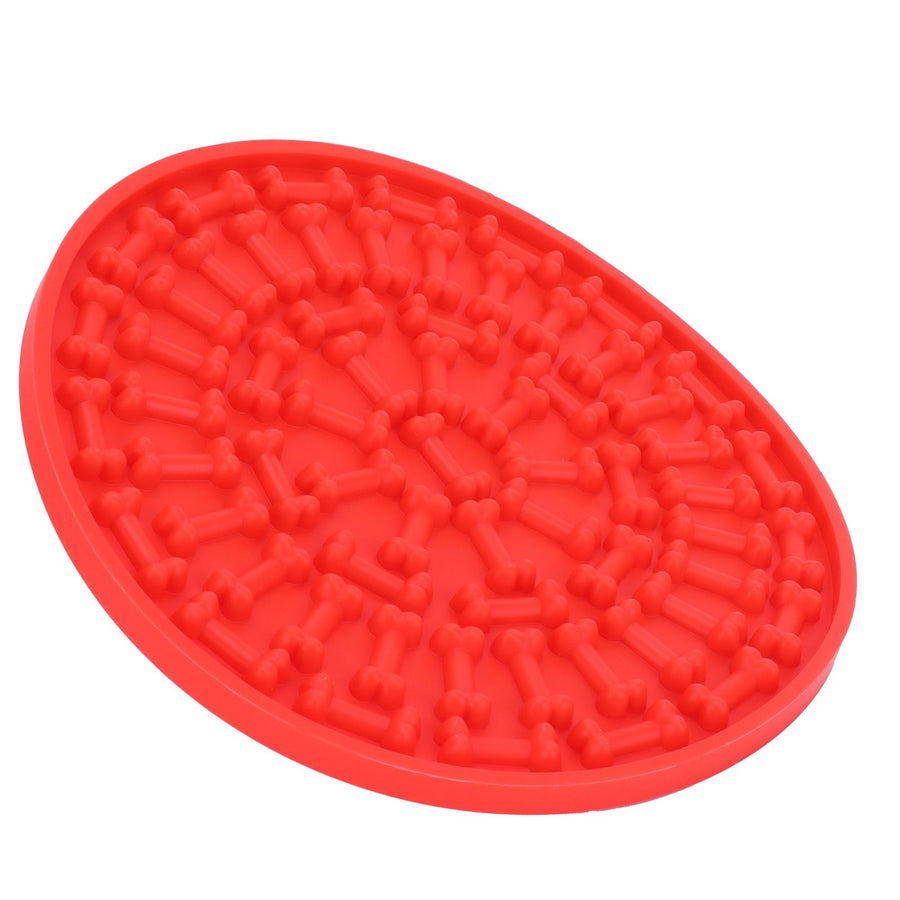 Dog Feeding Pad Silicone Dog Feeding Mat with Suction Cup Pet Supplies for Bathing GroomingRed