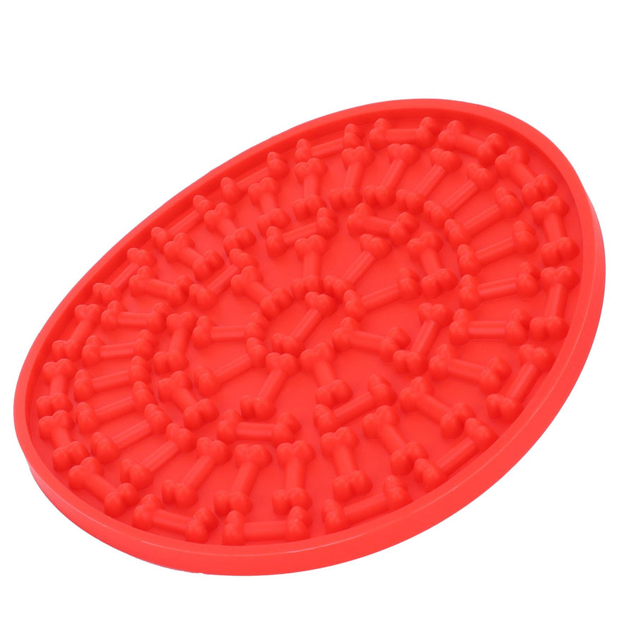 Dog Feeding Pad Silicone Dog Feeding Mat with Suction Cup Pet Supplies for Bathing GroomingRed
