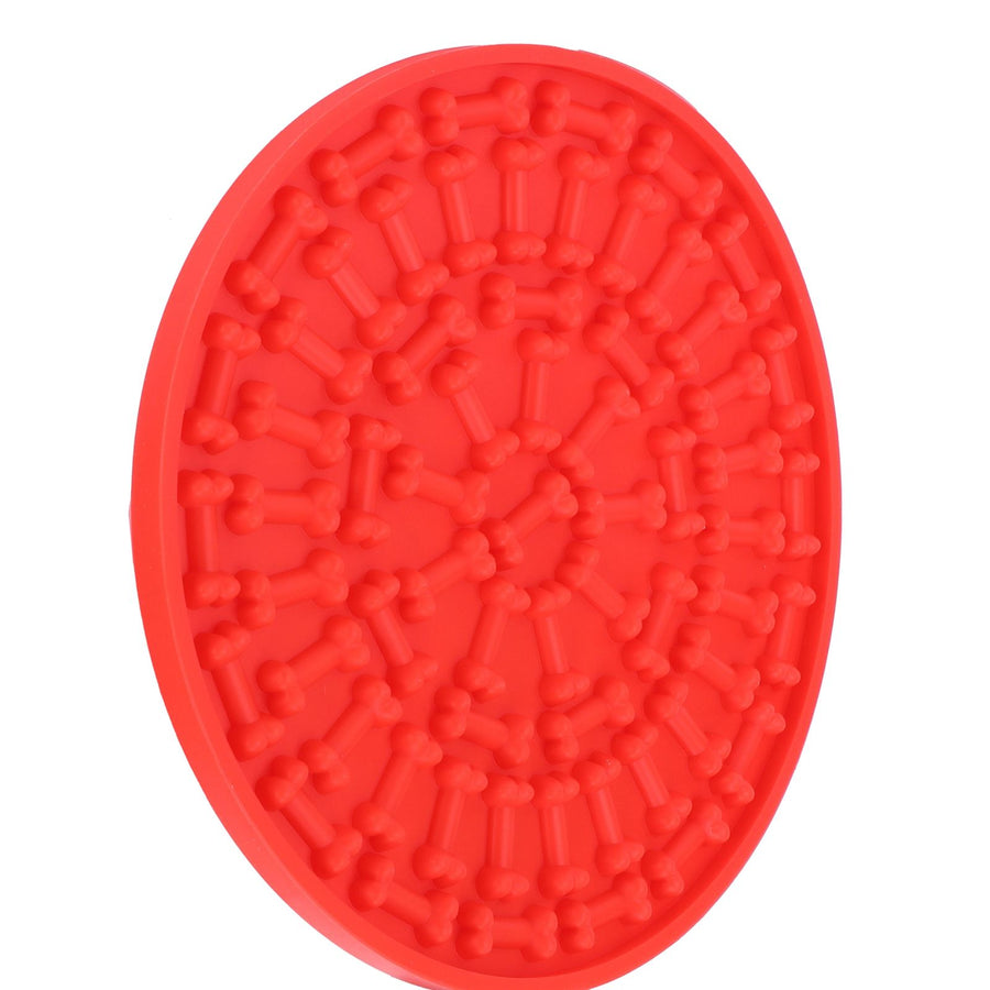 Dog Feeding Pad Silicone Dog Feeding Mat with Suction Cup Pet Supplies for Bathing GroomingRed