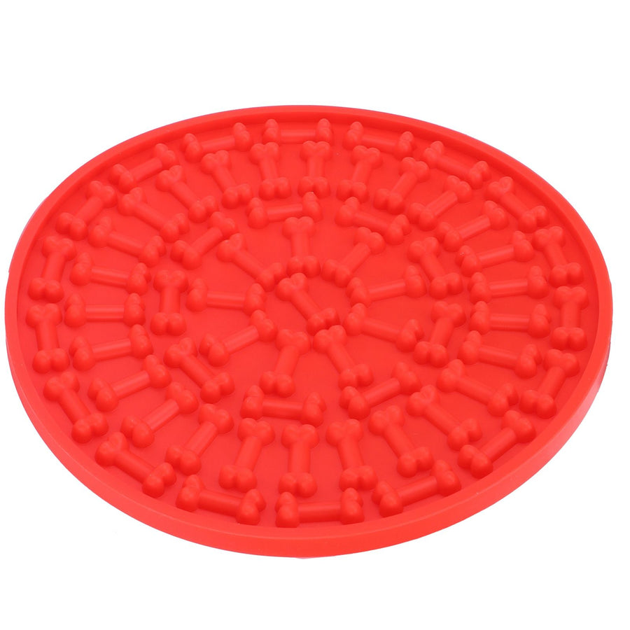 Dog Feeding Pad Silicone Dog Feeding Mat with Suction Cup Pet Supplies for Bathing GroomingRed