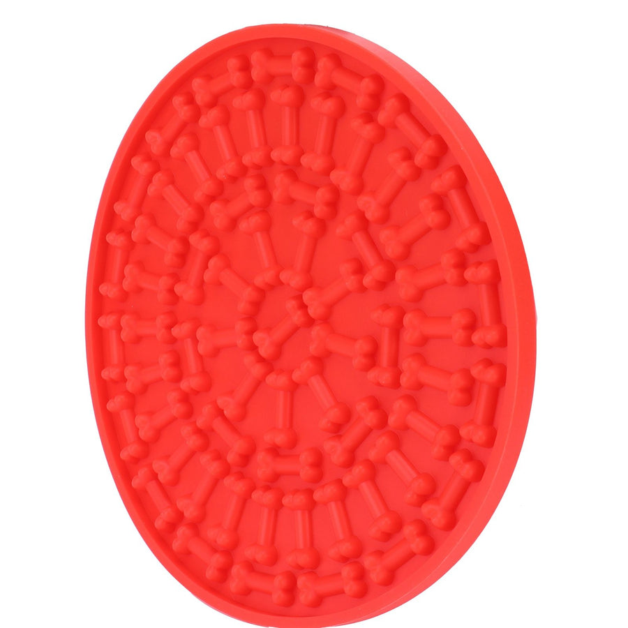 Dog Feeding Pad Silicone Dog Feeding Mat with Suction Cup Pet Supplies for Bathing GroomingRed
