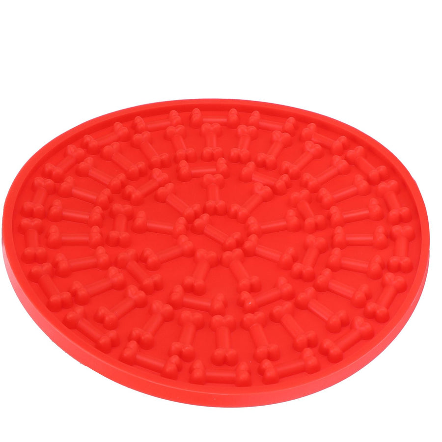 Dog Feeding Pad Silicone Dog Feeding Mat with Suction Cup Pet Supplies for Bathing GroomingRed