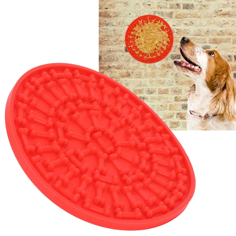 Dog Feeding Pad Silicone Dog Feeding Mat with Suction Cup Pet Supplies for Bathing GroomingRed