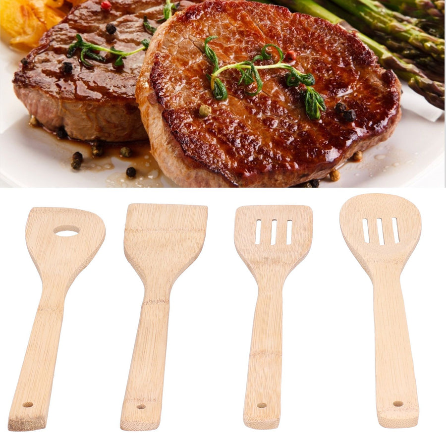 4Pcs/Set Cooking Spoon Square Spatula Circular Slotted Spatula Kitchen Utensil for Home
