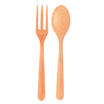 2Pcs/Set Heat Resistance Wood Fork and Spoon Durable Kitchen Utensil for Home Restaurant OfficeBeech Wood