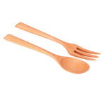 2Pcs/Set Heat Resistance Wood Fork and Spoon Durable Kitchen Utensil for Home Restaurant OfficeBeech Wood