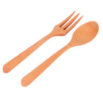 2Pcs/Set Heat Resistance Wood Fork and Spoon Durable Kitchen Utensil for Home Restaurant OfficeBeech Wood