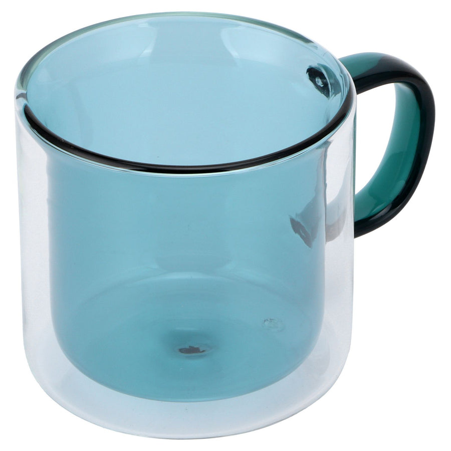 250ml DoubleLayer Mug HeatResistant Cylindrical Transparent Cup for Milk Coffee Home(Light Green )