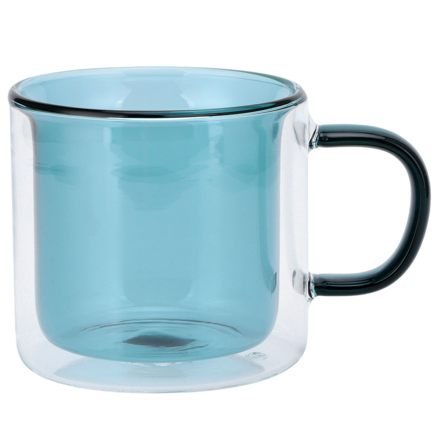 250ml DoubleLayer Mug HeatResistant Cylindrical Transparent Cup for Milk Coffee Home(Light Green )