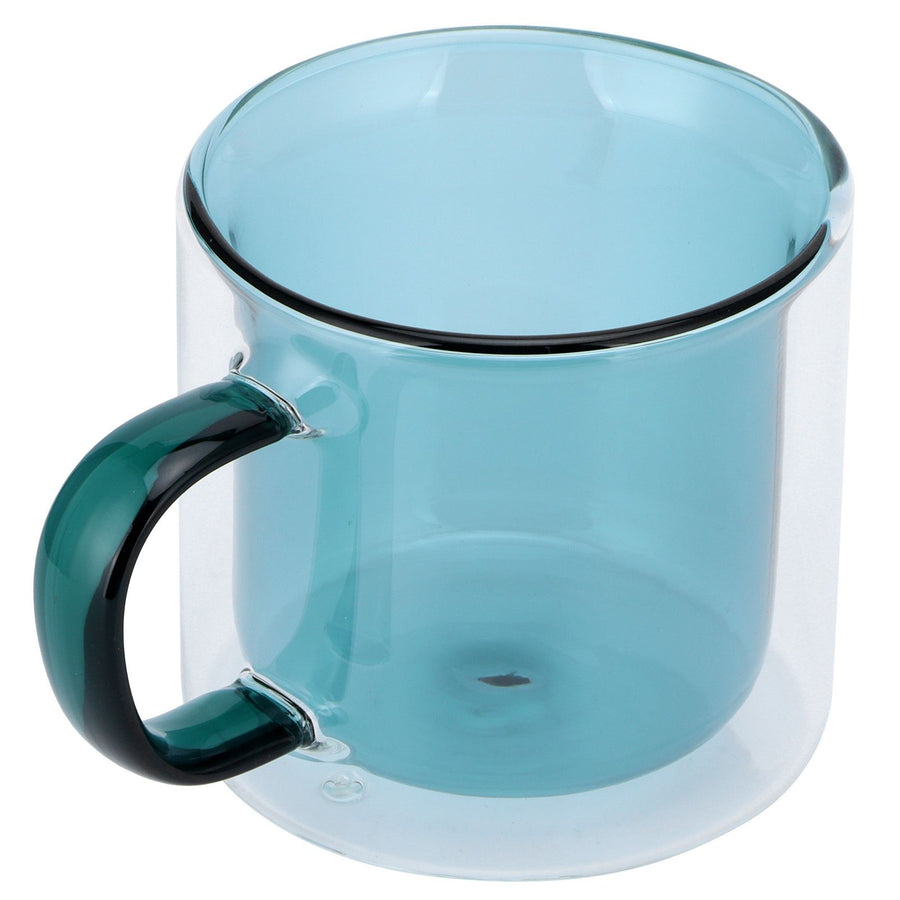 250ml DoubleLayer Mug HeatResistant Cylindrical Transparent Cup for Milk Coffee Home(Light Green )