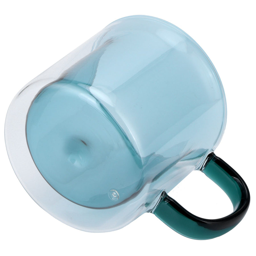 250ml DoubleLayer Mug HeatResistant Cylindrical Transparent Cup for Milk Coffee Home(Light Green )