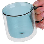 250ml DoubleLayer Mug HeatResistant Cylindrical Transparent Cup for Milk Coffee Home(Light Green )